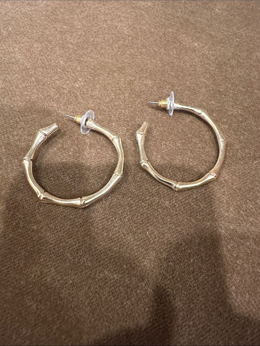 Susan Shaw Gold Bamboo Hoop Earrings